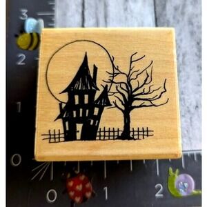 Penny Black Dark House 3499E Halloween Haunted 2006 Rubber Stamp Wood #D53